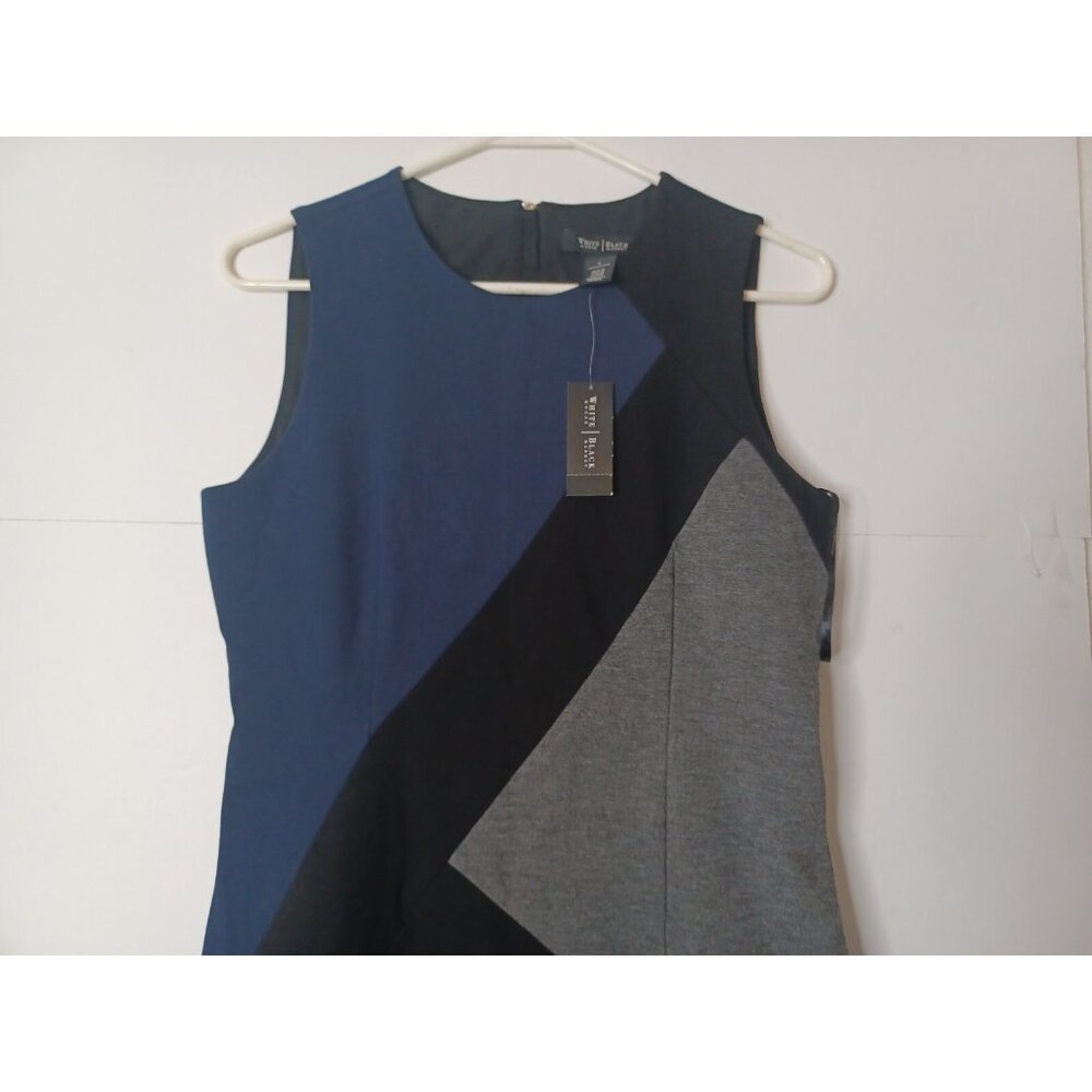White House Black Market Sleeveless Sheath Dress 6 Black Blue Gr Style 570167224 - Picture 3 of 8